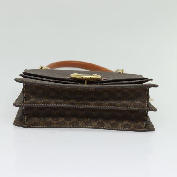 CELINE Macadam Canvas Hand Bag Pvc Leather Brown Gold - Picture 9 of 13